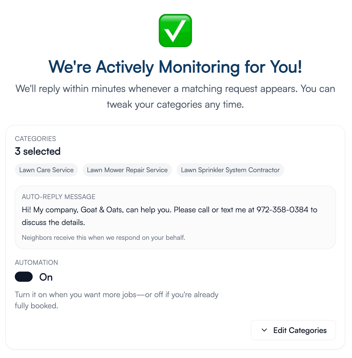 Trusty Goat monitoring dashboard